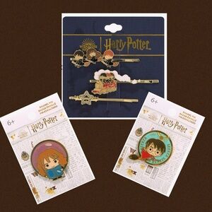 Harry Potter Chibi Bundle: Hair Clip Set, Hermione Pin, Harry Potter Pin
